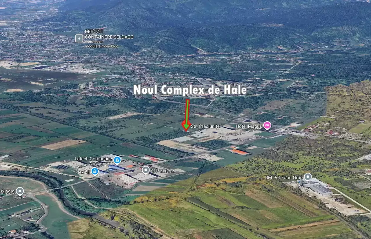 Locația Noului Complex de Hale de Vânzare și închiriere în Baia Mare, perfecte ca spații de producție, depozitare, logistic
